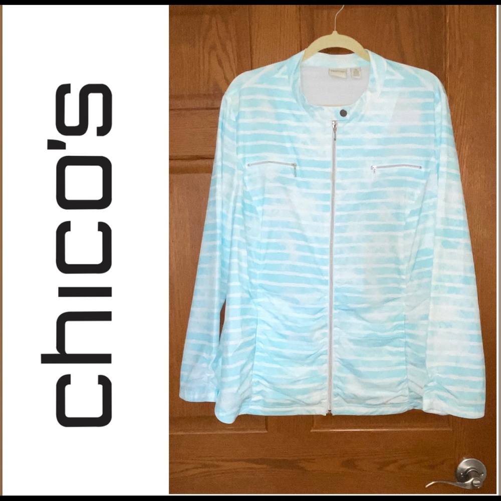 EUC Chico’s Zenergy Size 4 Neema Striped Jacket